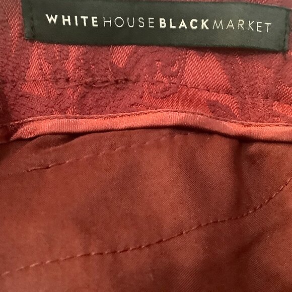 The Slim Ankle Pant White House Black Market Jacquard Paisley Dark Red Size 6 - Picture 10 of 12